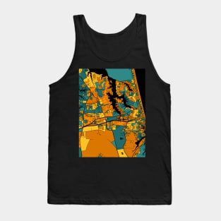 Virginia Beach Map Pattern in Orange & Teal Tank Top